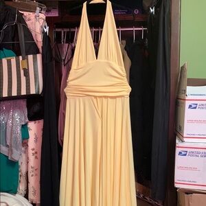 Elegant Backless Yellow Dress